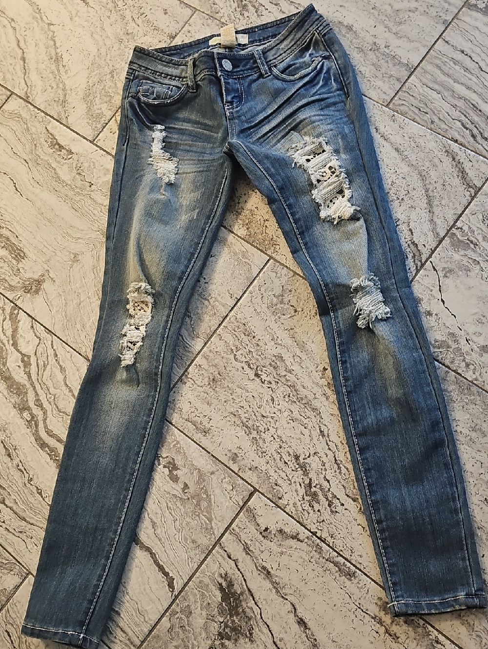 Almost Famous Premium Distressed Blue Women's Skinny Jeans